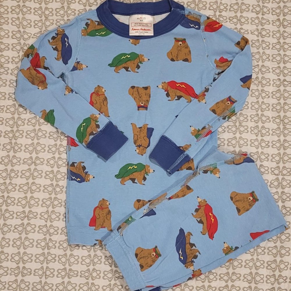 Hanna Andersson Organic Cotton Long Johns | Superhero Bears | 3T